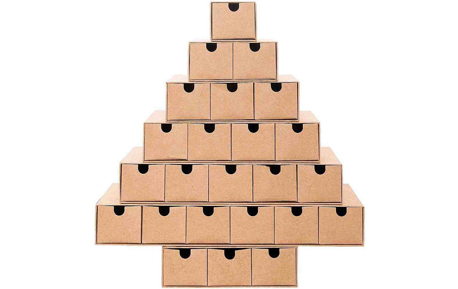 Adventskalender Pappmachee 24 BoxenGeschenboxen ideal für kleine Geschenke und diy Adventskalender