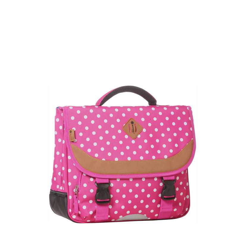 Cartable 35 cm Rose à pois blancs