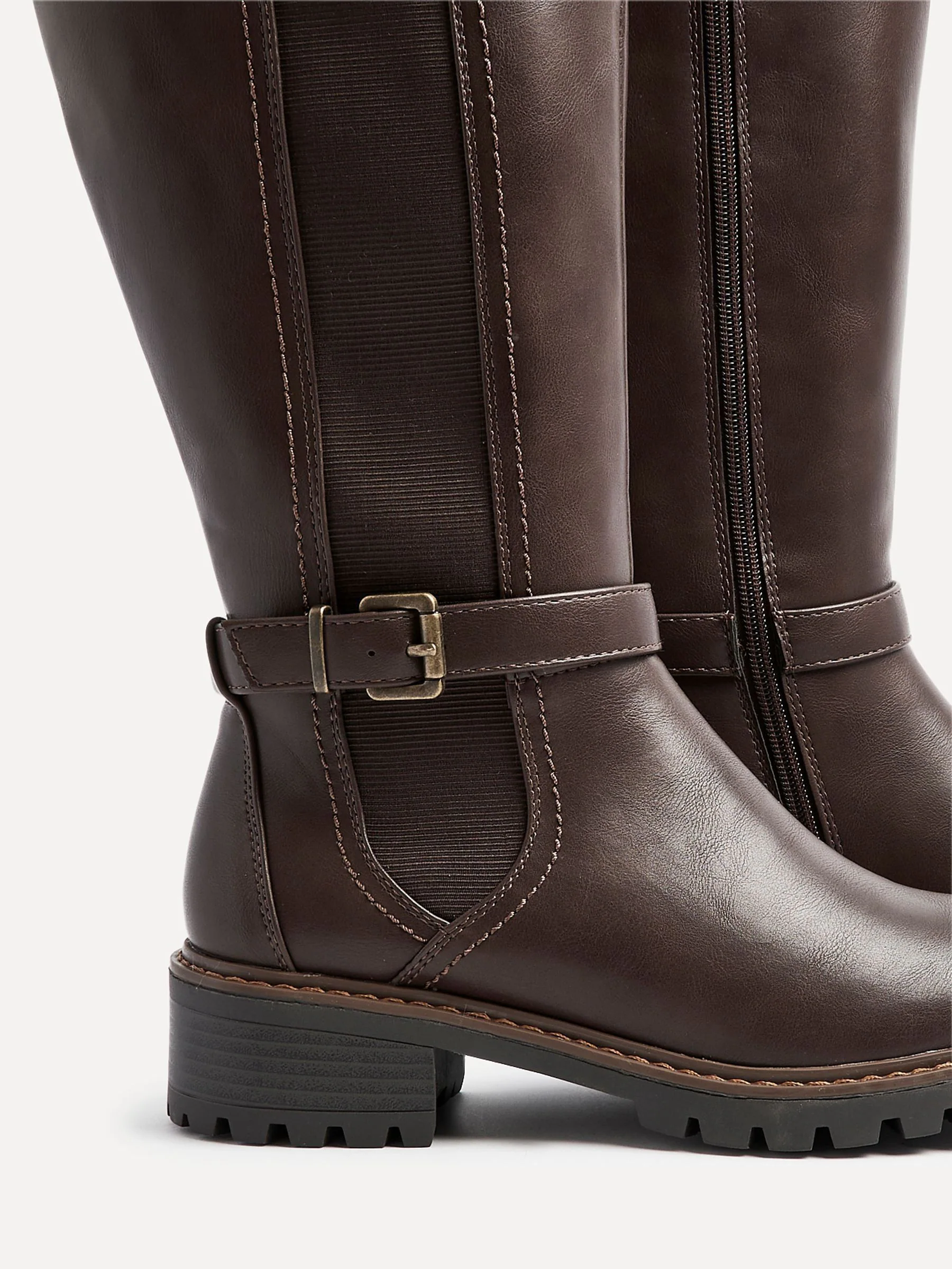 Bruin - Linzi Gilded High Leg Boots With Stretch Side Panel and Buckle Detail