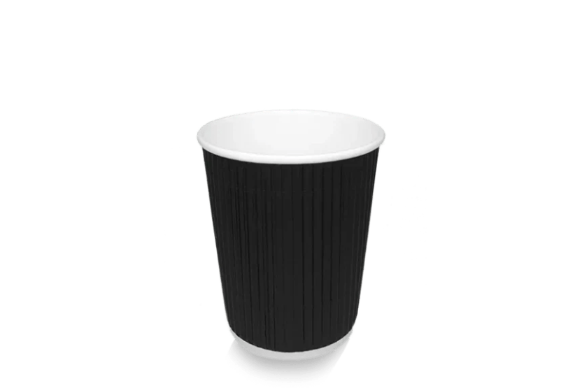 Kartonnen koffiebeker 230cc 8oz Ø80mm Ripple Zwart