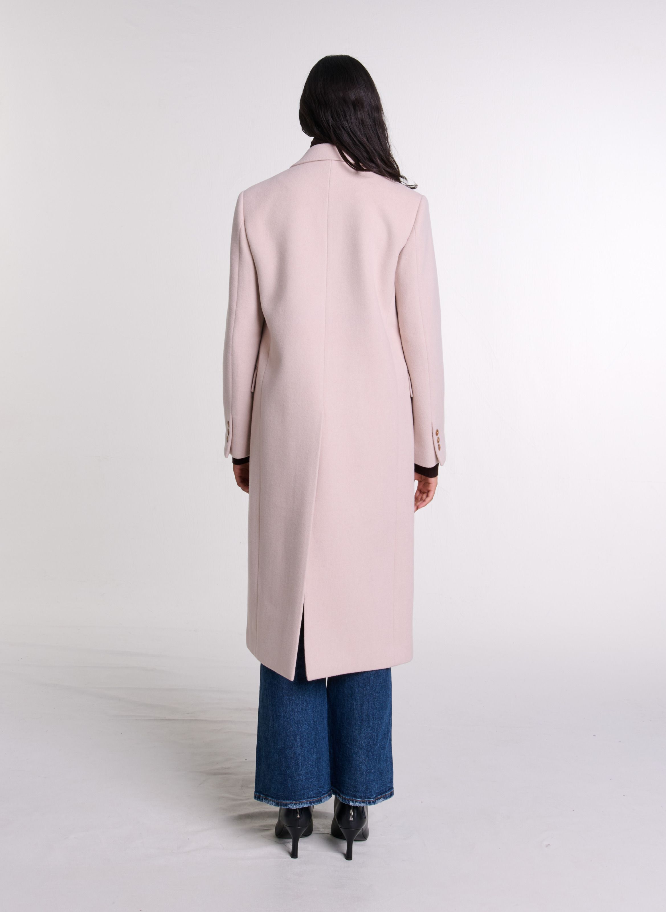 MAJE Manteau col tailleur en laine mélangée - Blanc