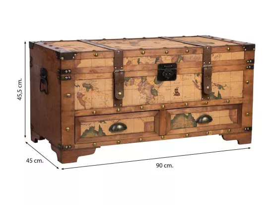 Coffre en bois marron 90x45x45,5