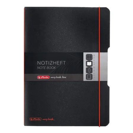 Herlitz Notizheft PP A4 Flex schwarz kariert liniert
