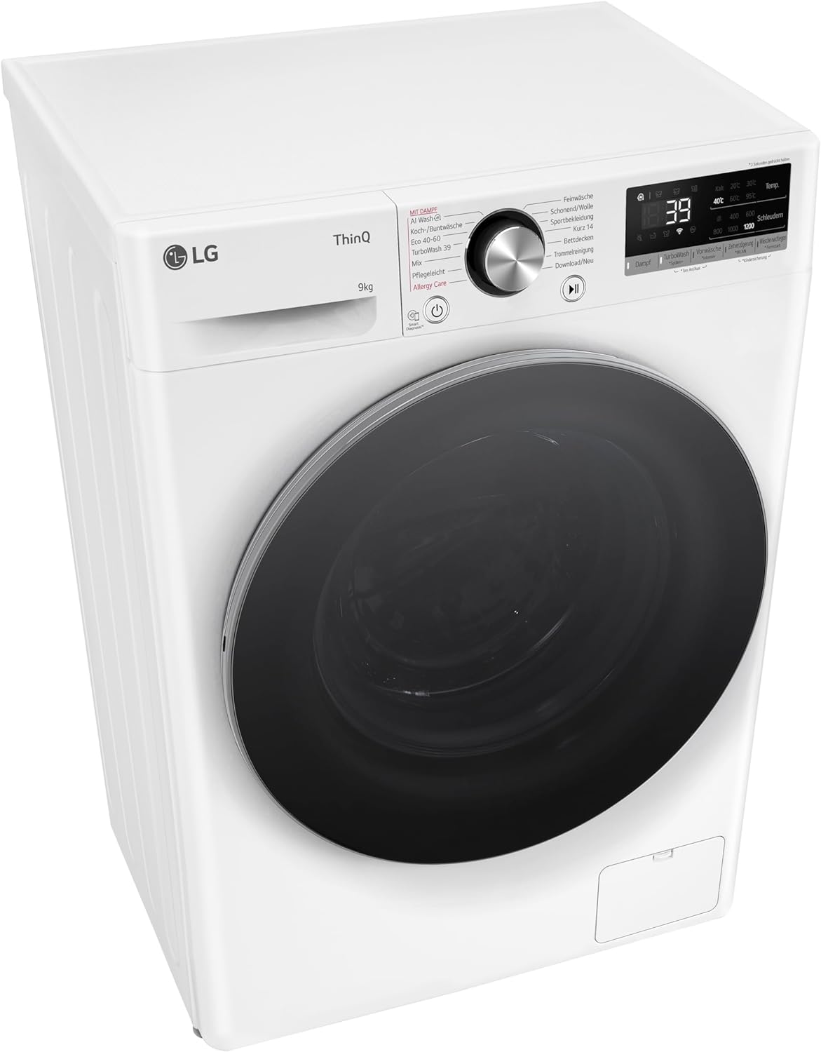LG F2WR7091, Waschmaschine, Frontlader, 9 kg, 1200 U/Min, AI DD, Steam, Inverter Direct Drive, leise und effizient, Weiß [Energieklasse A]