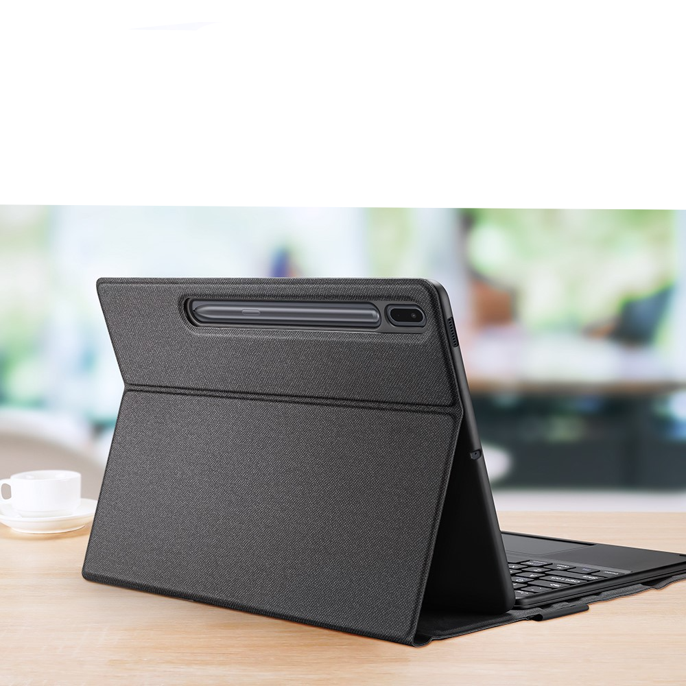 2in1 Samsung Galaxy Tab S8  Plus / Tab S7 FE 5G / Tab S7  Plus Leder Schutz Tasche Smart Cover Magnetische Bluetooth Tastatur - Schwarz