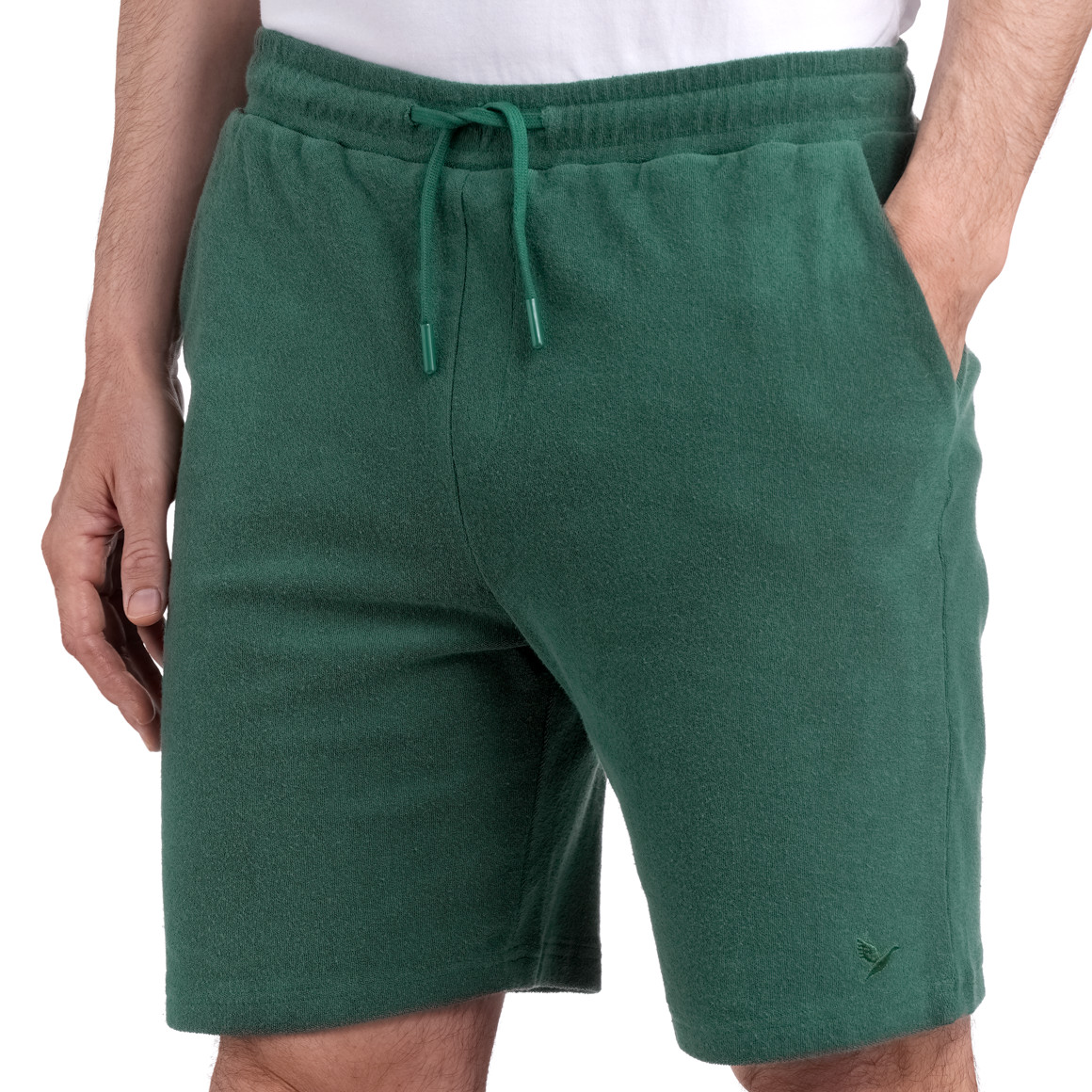 Jonas Nielsen Herren Frottee-Shorts in Unifarben dunkelgrün
