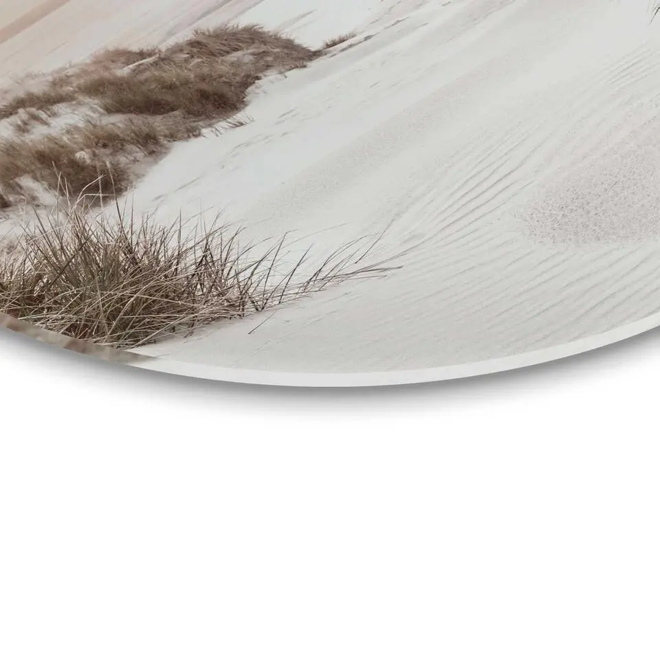 Glasschilderij Horizon aan het strand - Ø 70cm - Beige