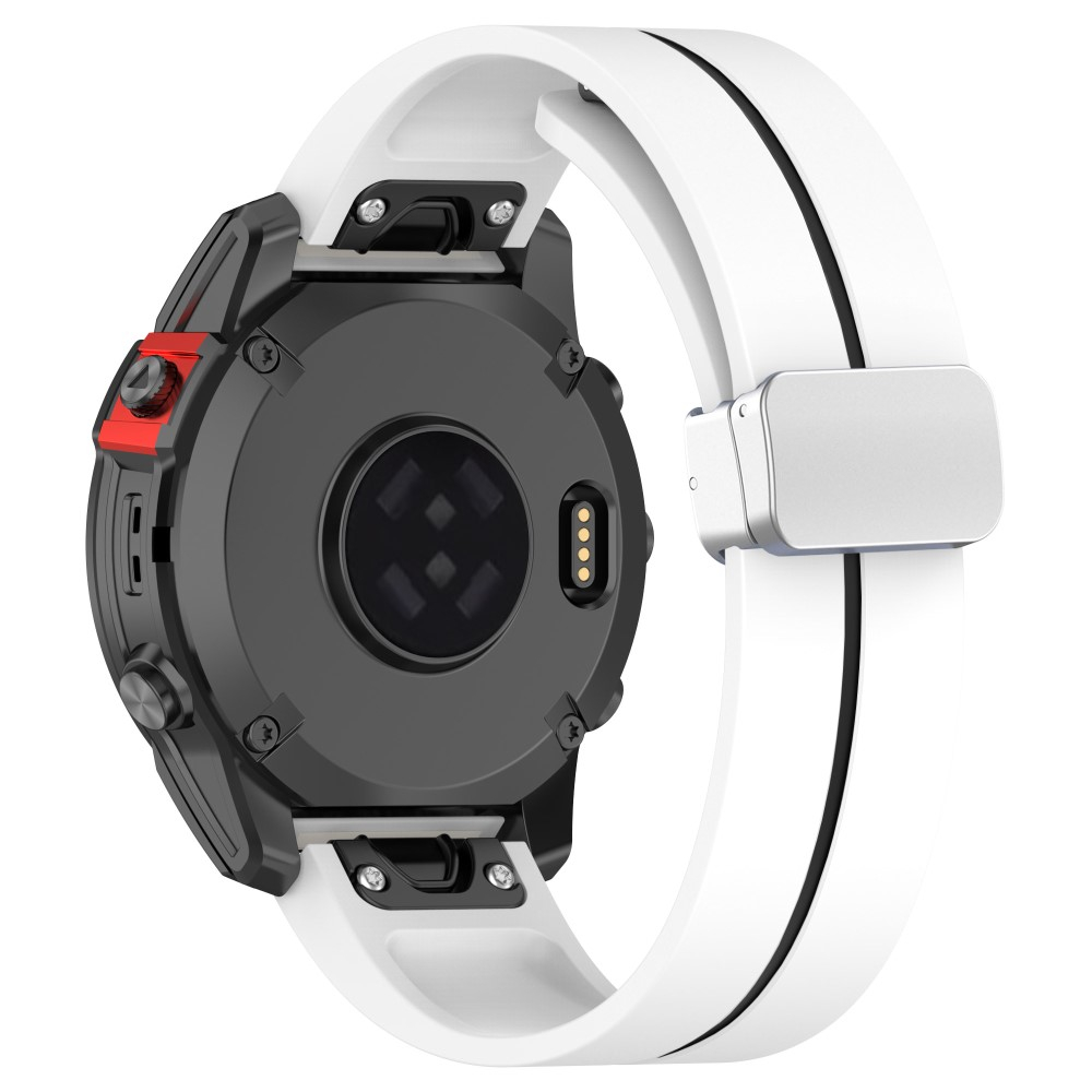 Garmin Fenix 5S Silikon Sport Armband mit Magnet-Verschluss - Weiss / Schwarz