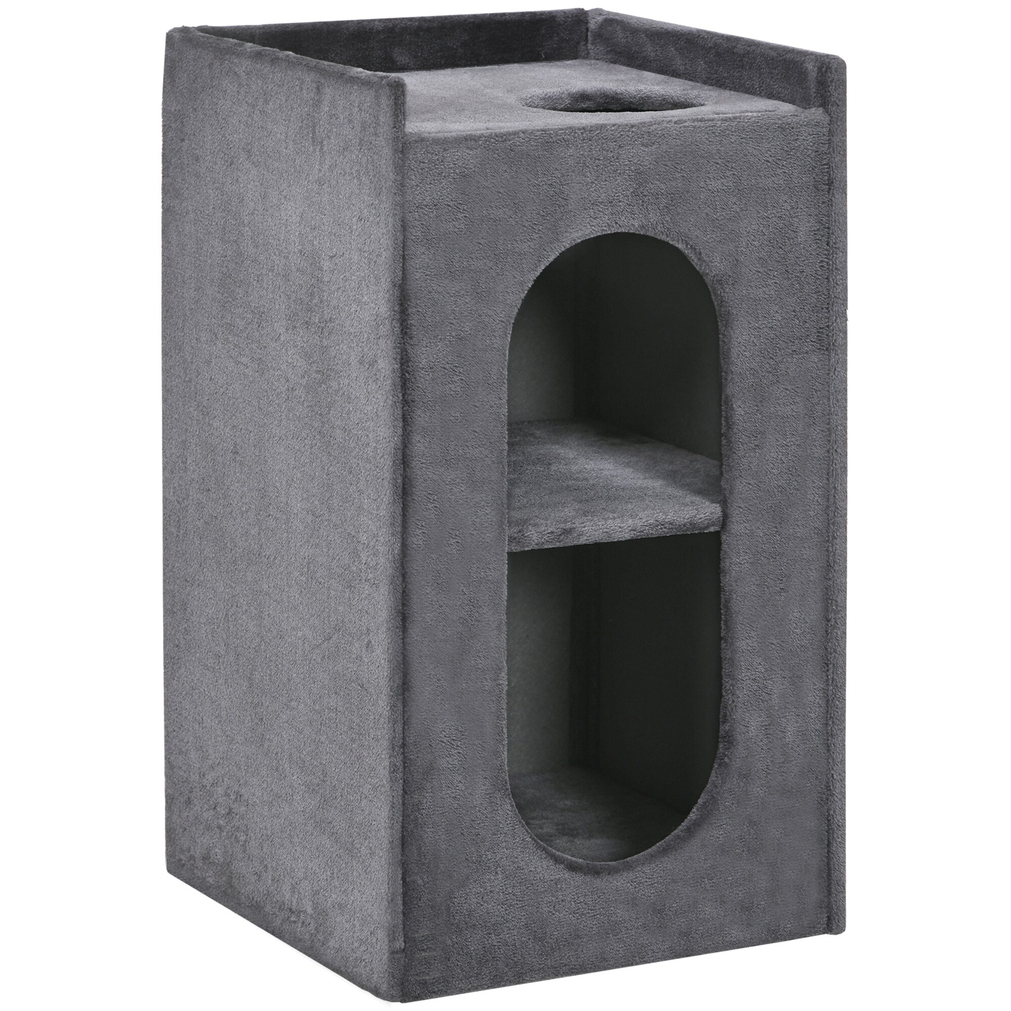 PawHut Kratztonne mit Kratzmatte grau 45L x 45B x 81H cm