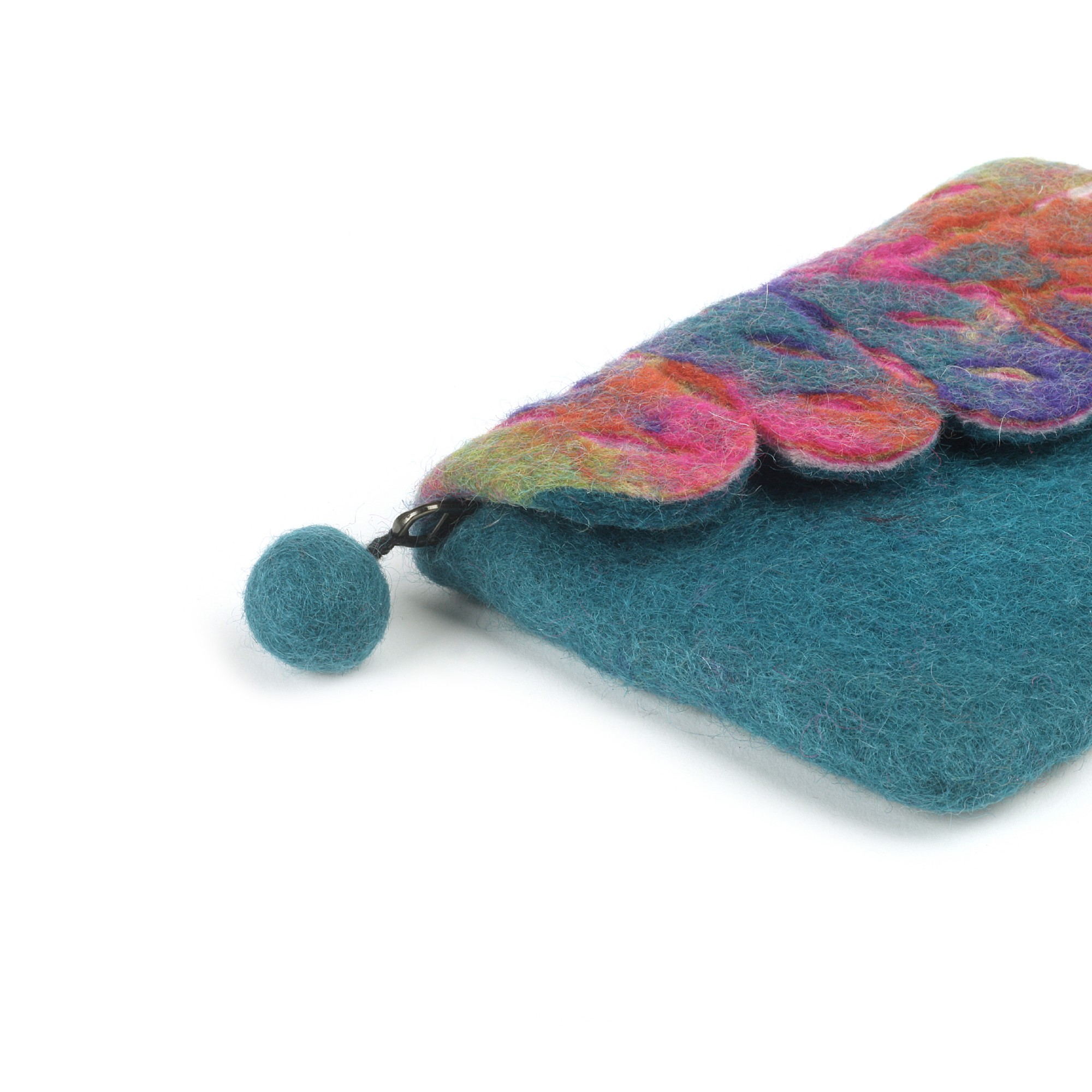Filz-Tasche 'Blatt', petrol, H 12 cm, B 16 cm günstig bestellen