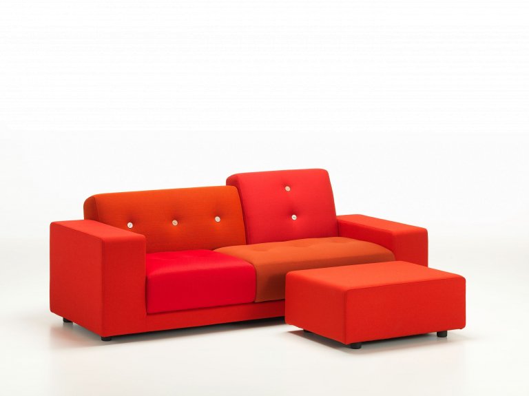 Vitra Polder Compact bank rood armleuning links