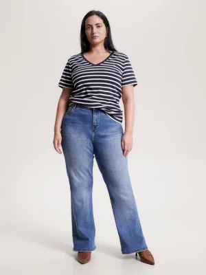 Camiseta slim de algodão orgânico com decote em V da Curve