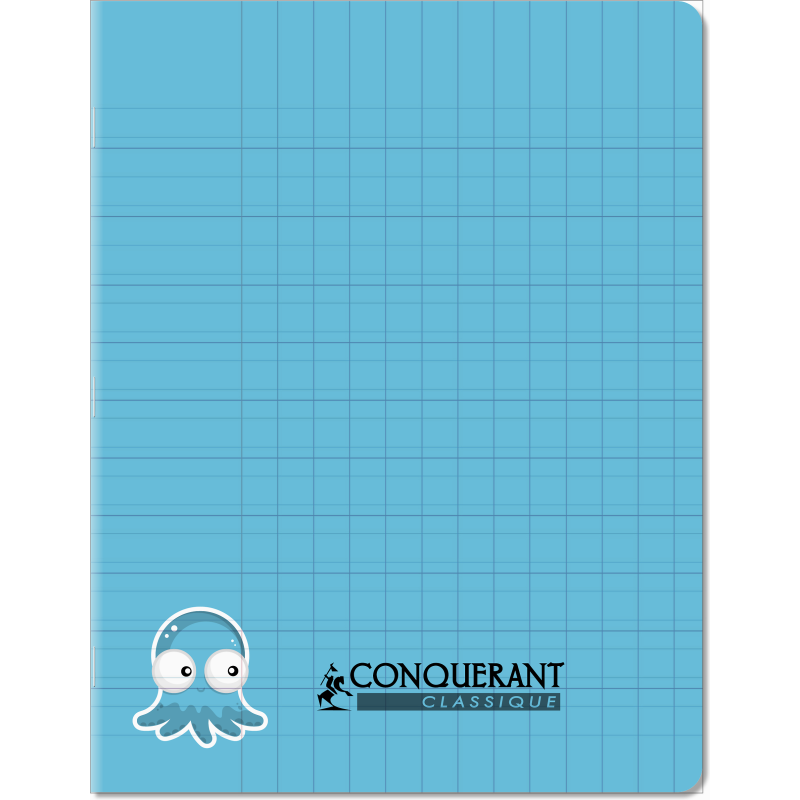 Cahier Conquerant Classique Agrafe 170X220 32P 90G Double Ligne 3/10 Polypro Bleu