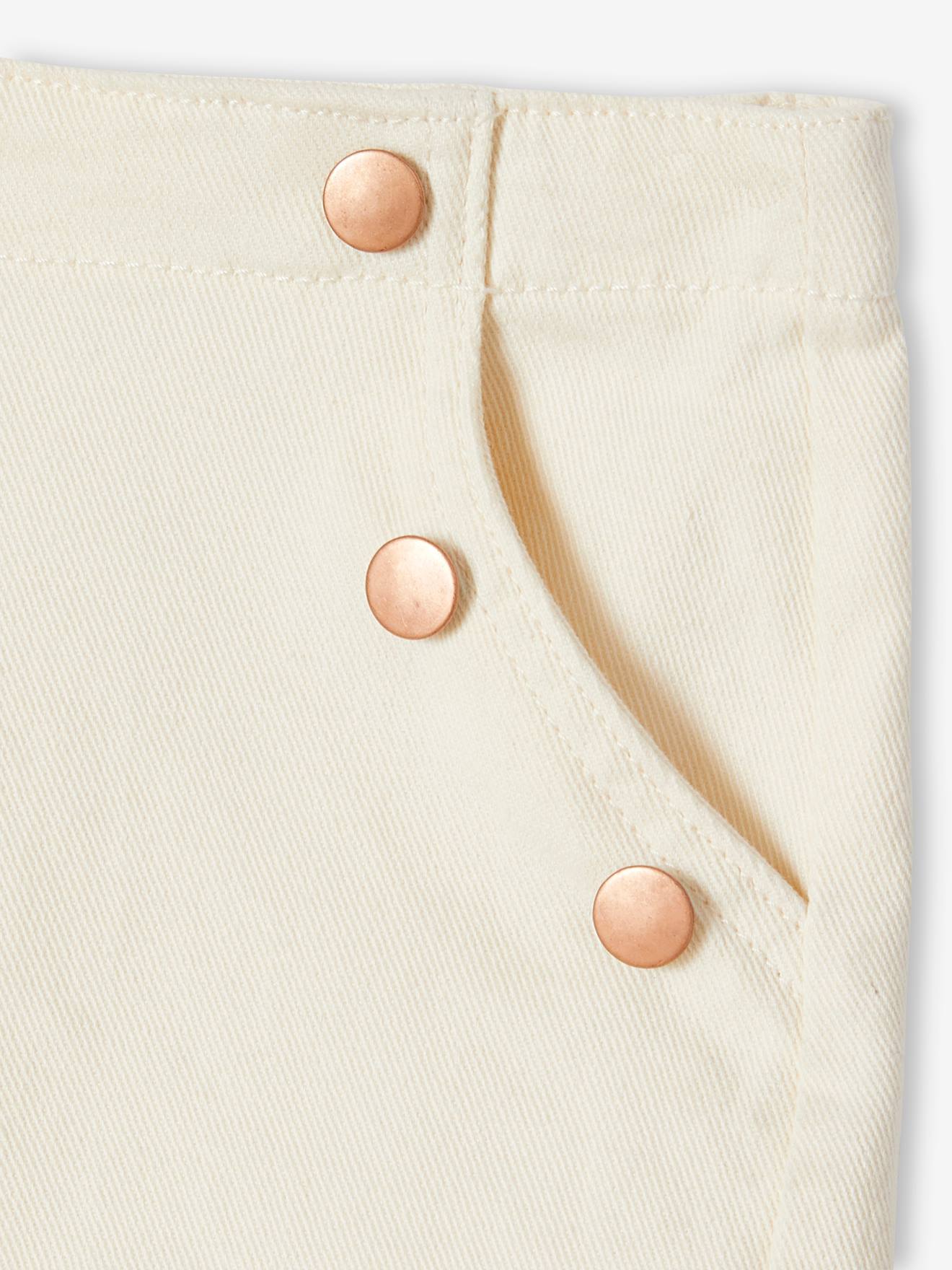 Shorts de tecido cru com efeito de ponte para meninas