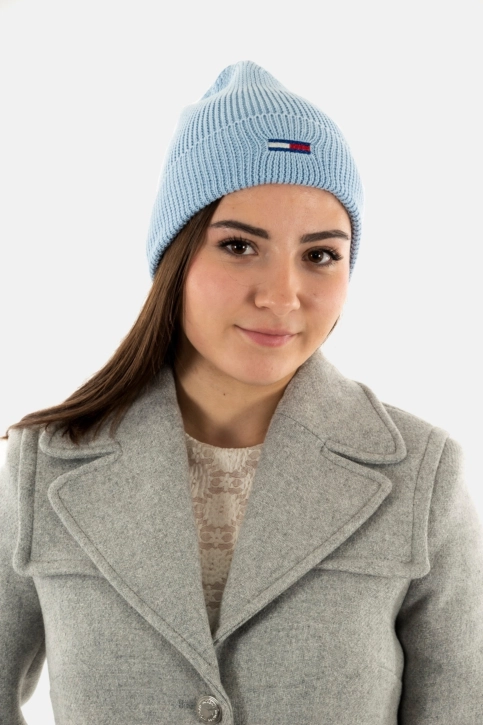 bonnets tommy jeans flag beanie c1x chambray blue