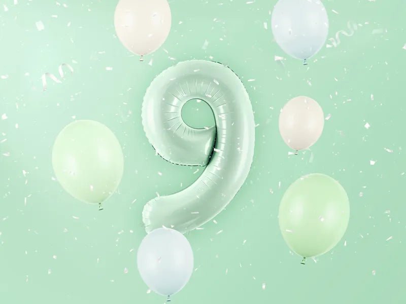 9 Jaar Cijfer Ballon Mintgroen Leeg 72cm