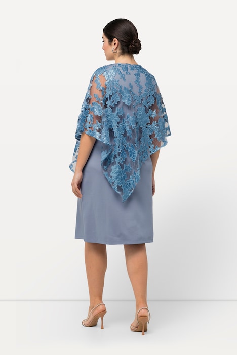 Kleid, Überwurf, Pailletten, V-Ausschnitt, 3/4-Arm