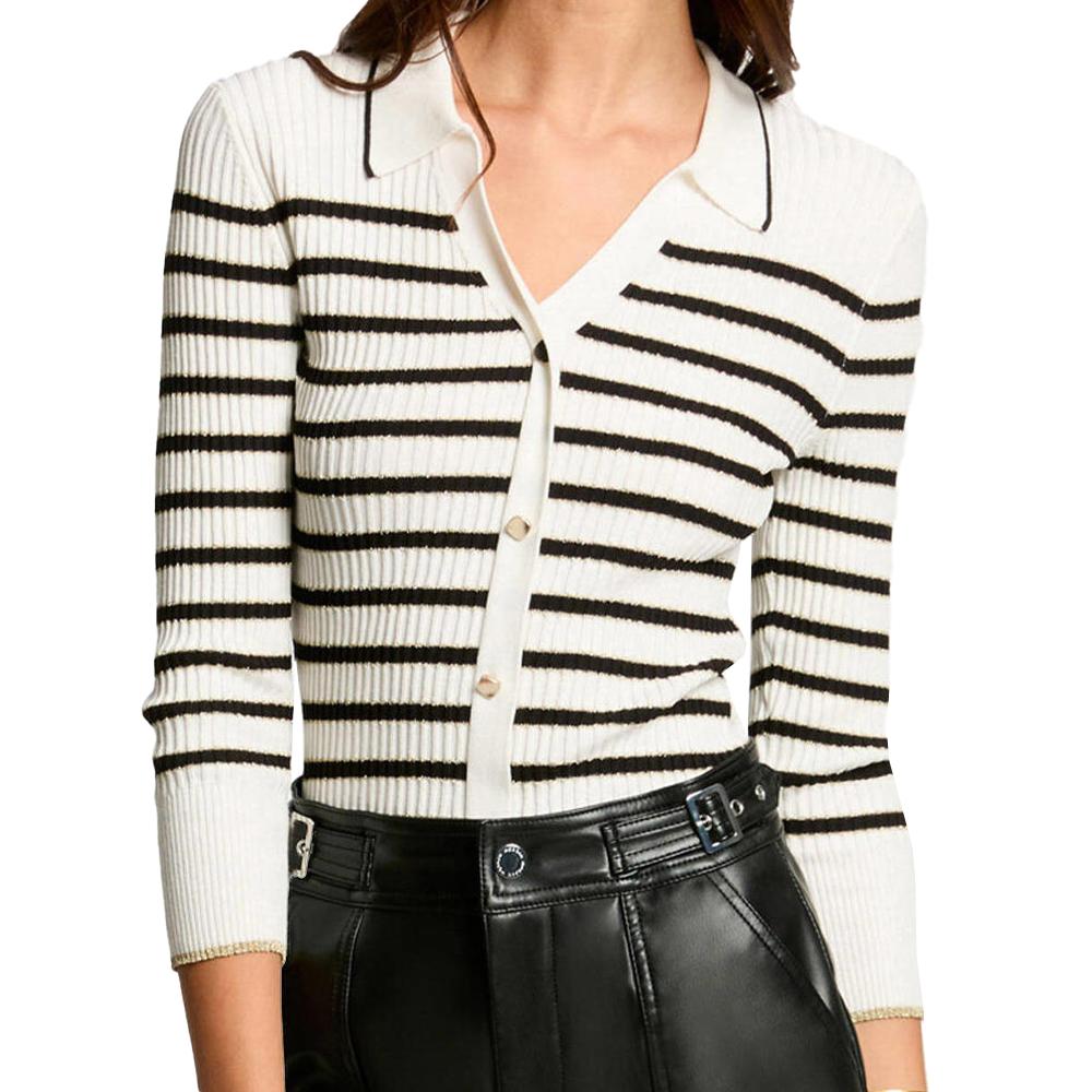 Morgan Gilet Rayures Ecru/Noir Femme Morgan MAEL