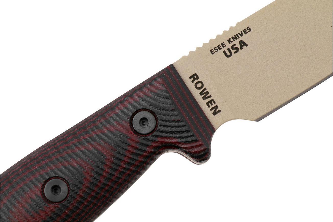 ESEE Model 3 Desert Tan Blade 3D Blood-Black G10 survivalmes 3PMDT-004 zwarte schede   riemclip