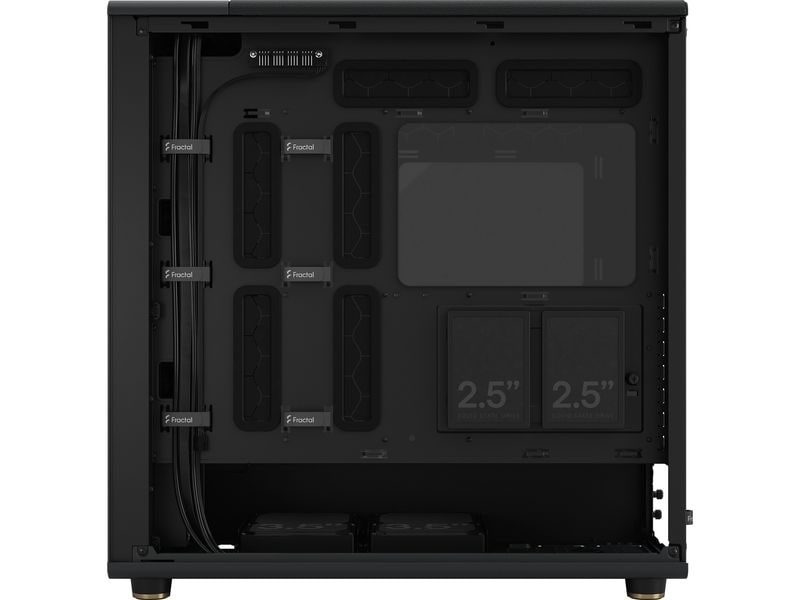 Fractal Design PC-Gehäuse North XL TG Schwarz Elegantes Gehäuse mit Seitenfenster und offener Front aus echtem Walnussholz