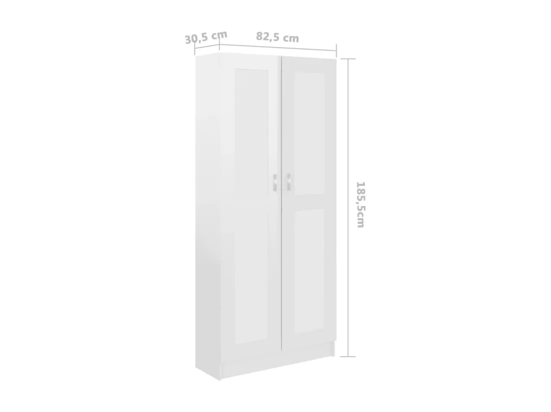 Bibliothèque Blanc brillant 82,5x30,5x185,5cm Bois d'ingénierie