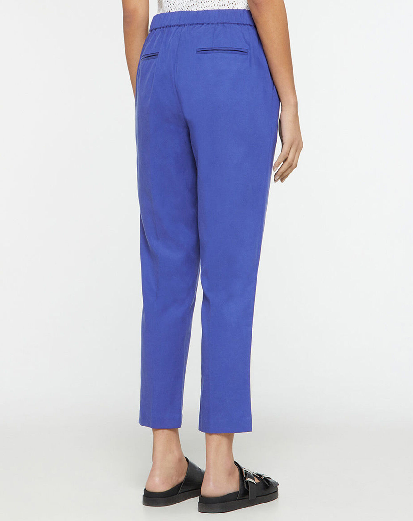 Galeries Lafayette Pantalon carotte Pink bleu foncé