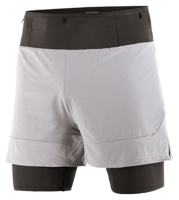 Short 2-en-1 Salomon Sense Aero Gris Noir Homme