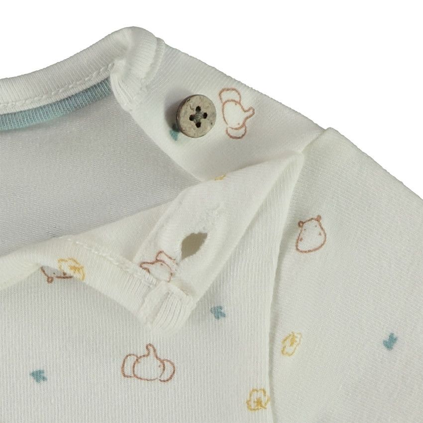 Ensemble 2 pièces avec barboteuse brodée pour bébé garçon - Bleu moyen