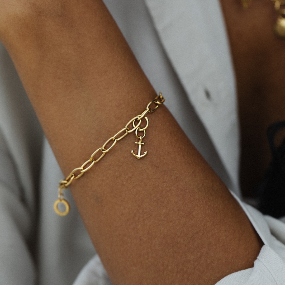 Paul Hewitt Charm-Armkette Anchor Link Marinium Ocean Steel Goldig