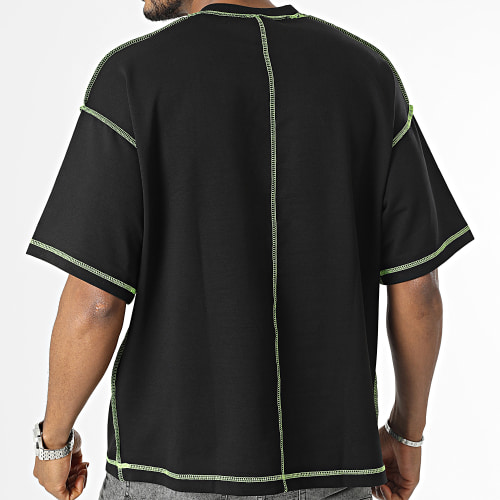 Tee Shirt Oversize Large Noir Jaune Fluo