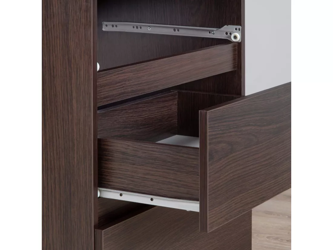 Grande Commode pour le salon AKORD K160 Wengé 160 cm 2 portes 4 tiroirs façade Wengé 4 étagères 160x40x99 cm
