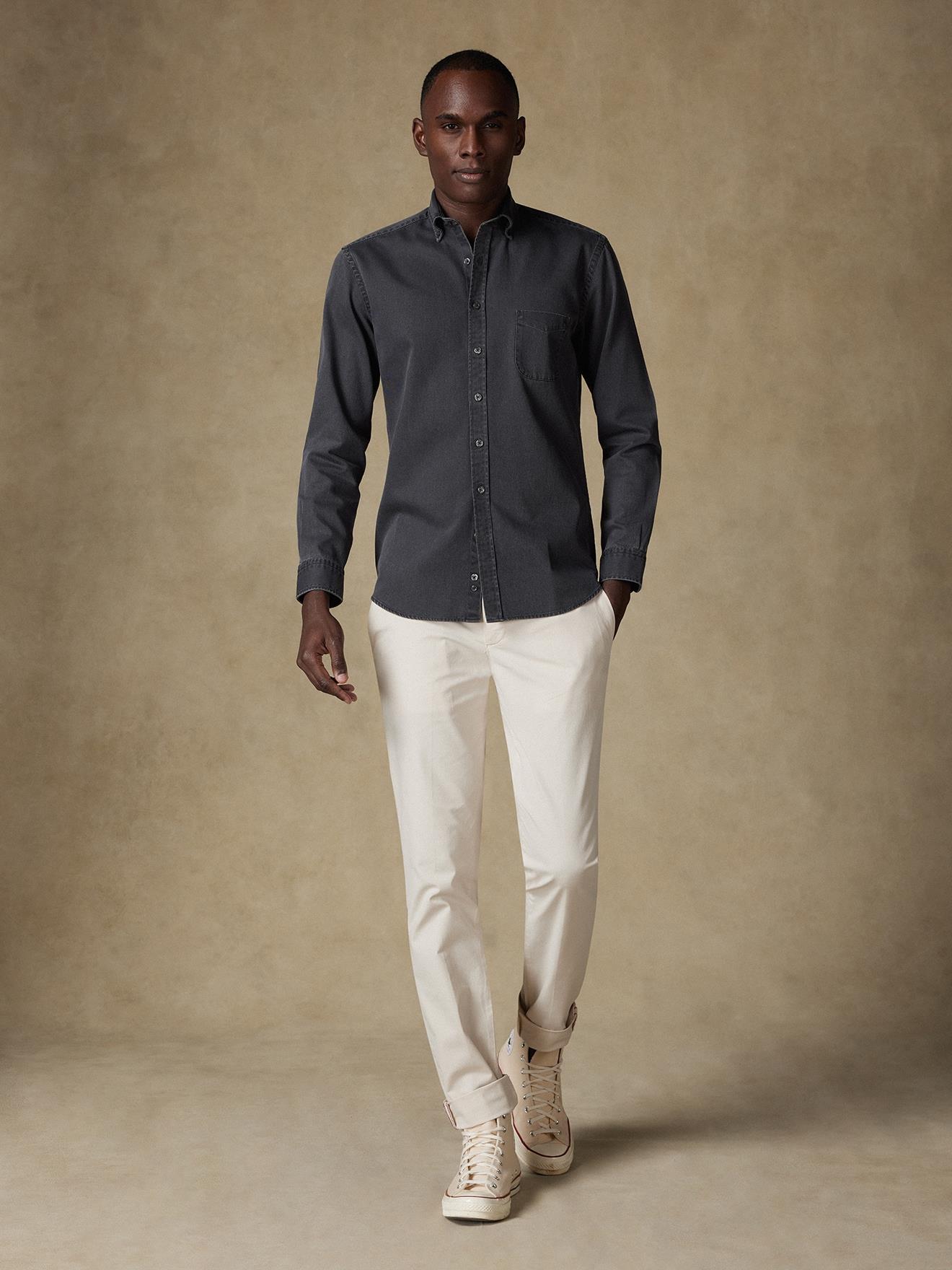 Chemise Gustav en denim carbone - Col Boutonné