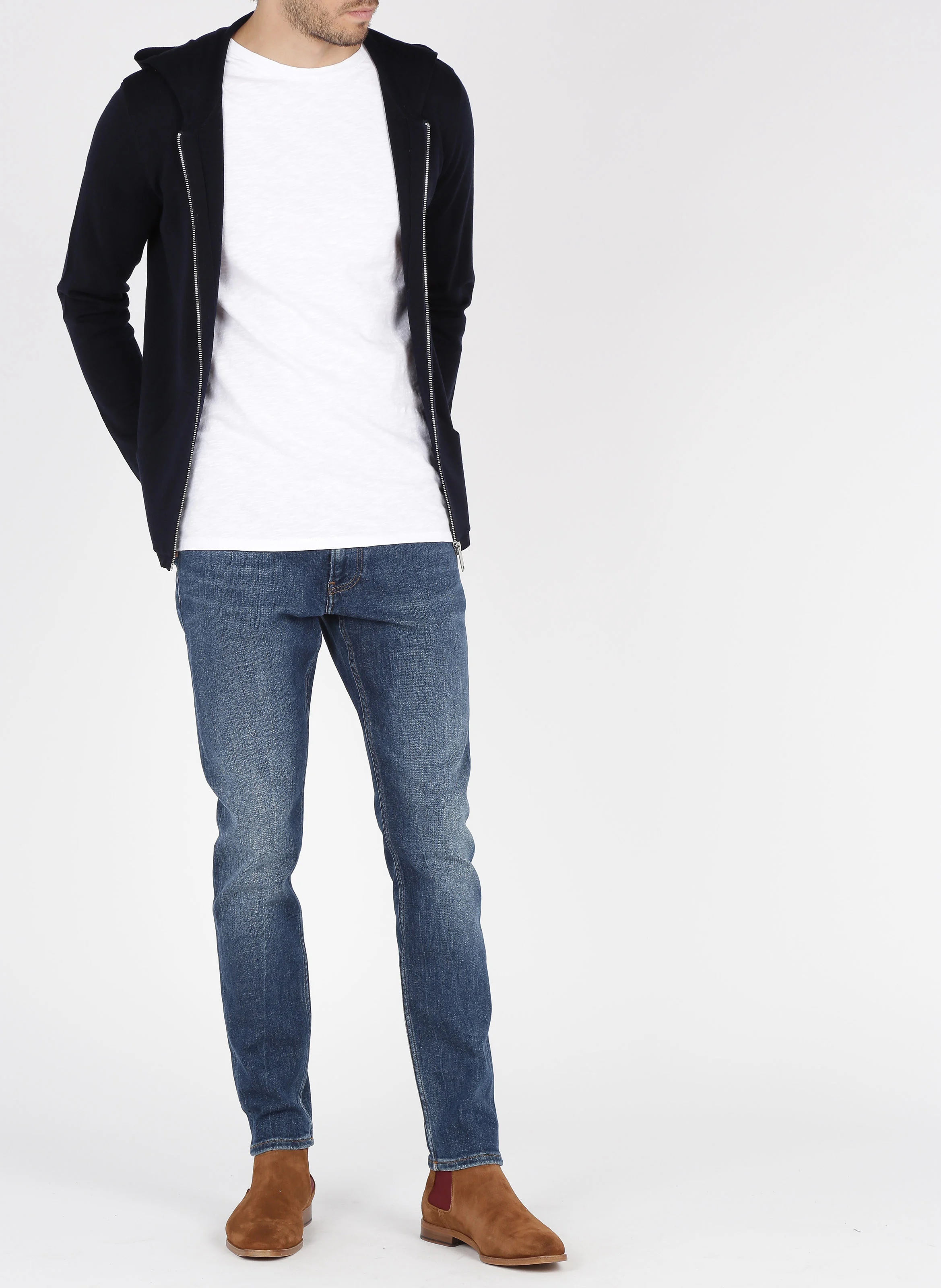 Gilet regular-fità capuche zippé en laine | Bleu