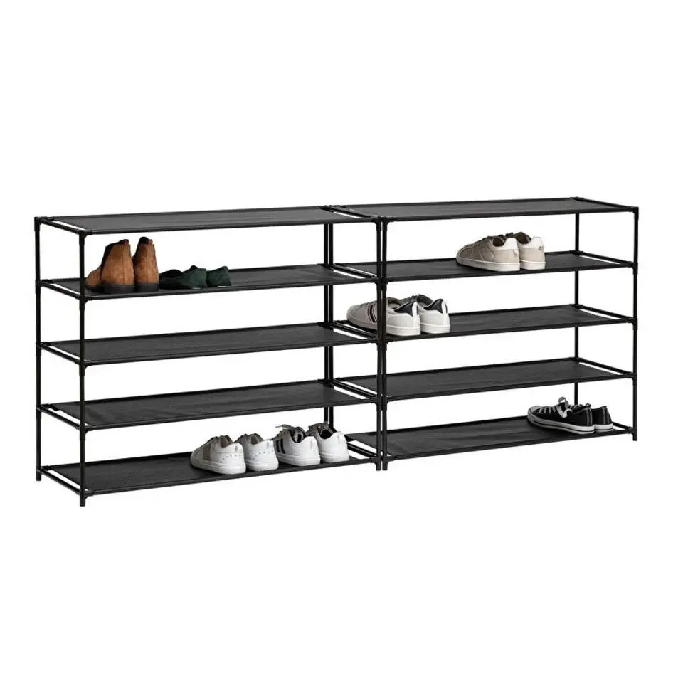 5Five Schoenenrek 10 laags - zwart - metaal/kunststof - 93 x 30 x 158 cm