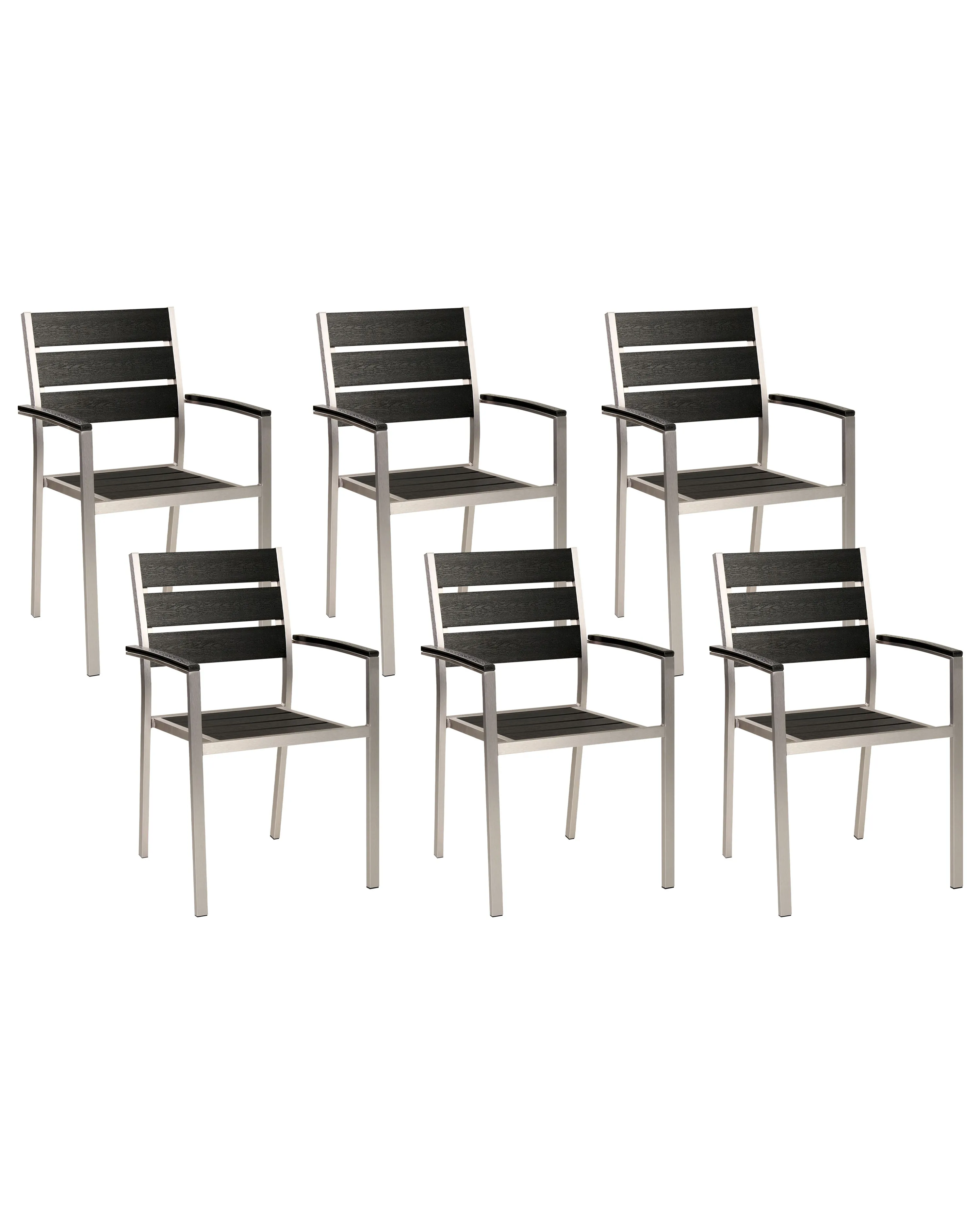 Set van 6 tuinstoelen VERNIO Zwart/zilver