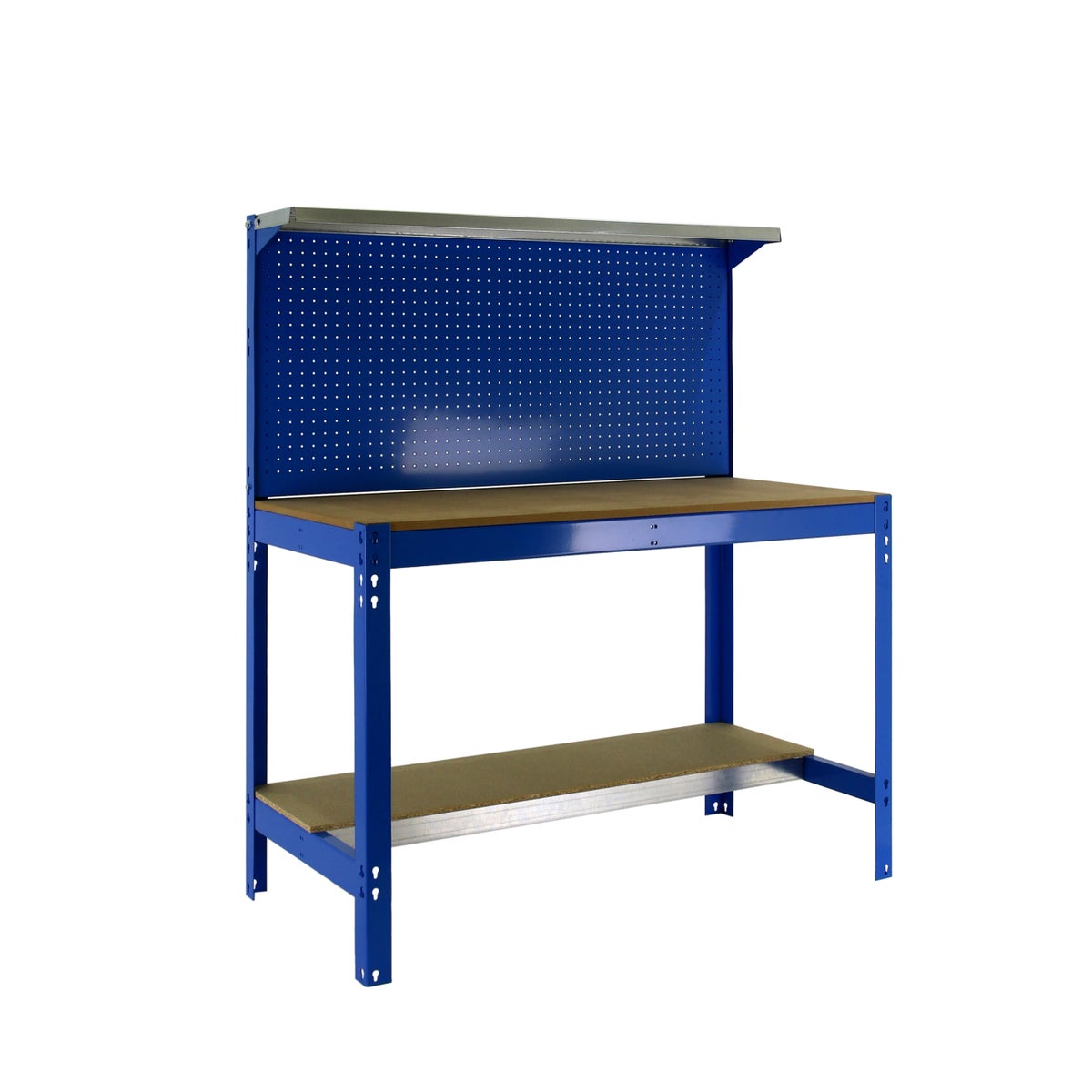 PROREGAL Buffalo werkbank met gereedschapswand en opbergplank, afmetingen (H x B x D): 84 x 90 x 61 cm, draagvermogen: 400 kg, blauw