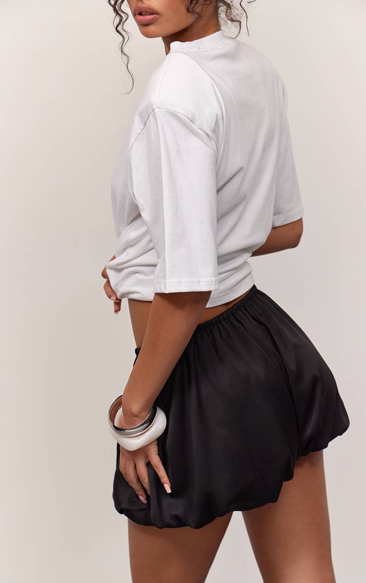 Noir Short Bouffant Tissé À Cordon De Serrage