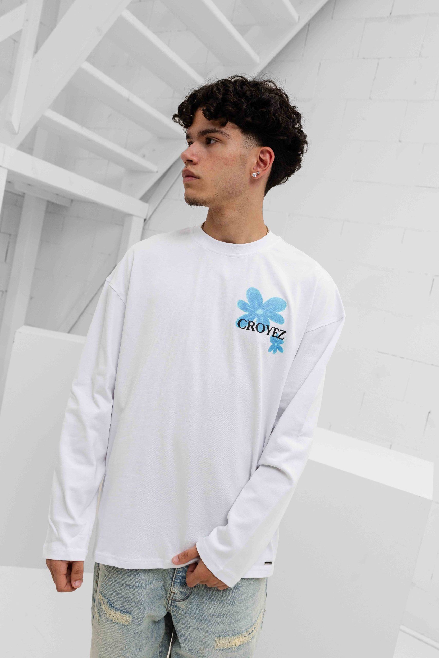 Croyez Botanique Longsleeve Heren Wit/Blauw