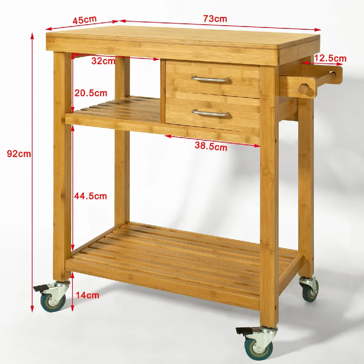SoBuy FKW26-N Chariot de Cuisine - Bambou