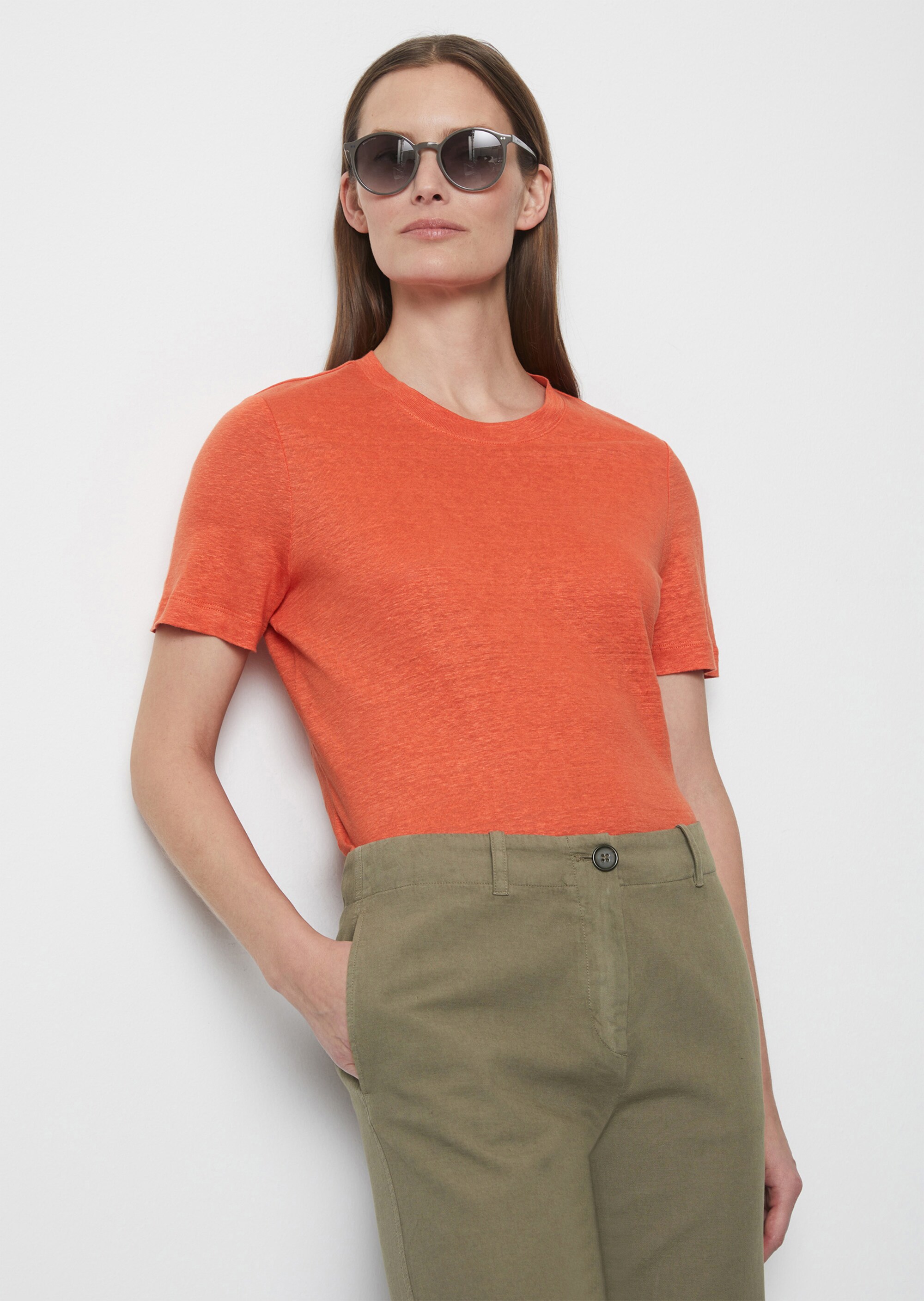 Leinen-T-Shirt relaxedaus leichtem Jersey