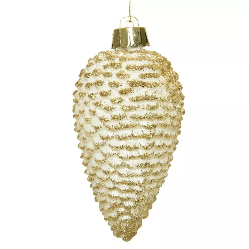Lot de 6 pommes de pin à suspendre (H8 cm) Alpine Blanc laine