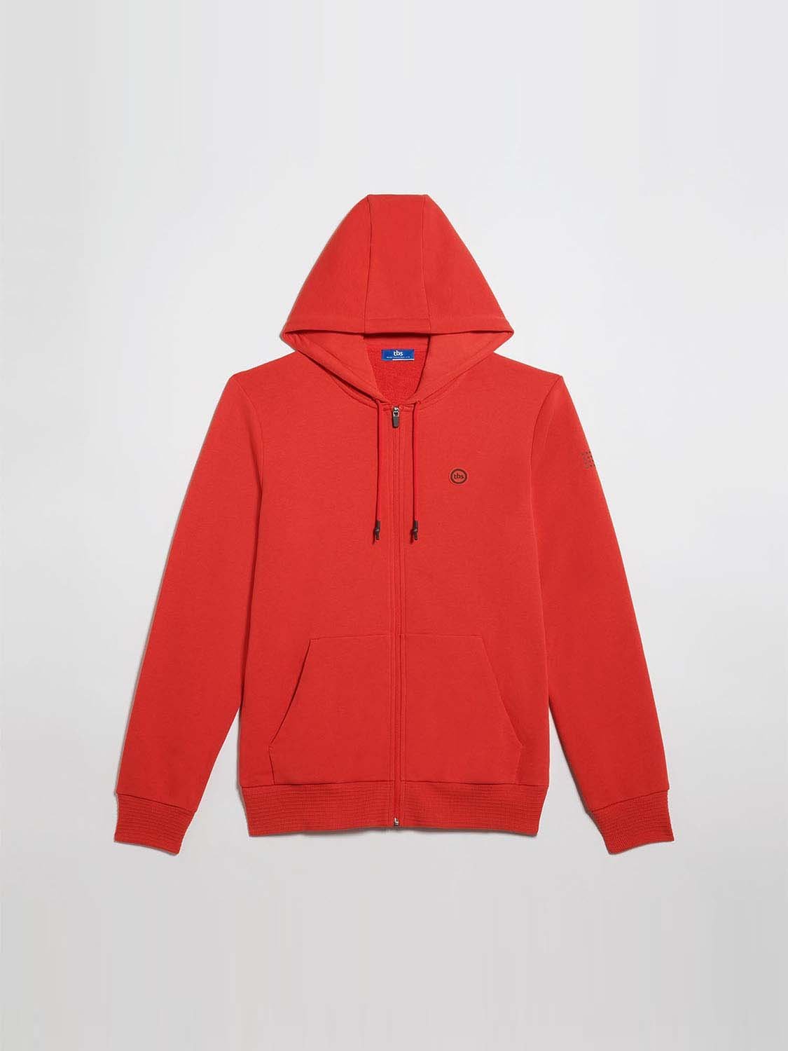 Sweat Homme A Capuche Matières Recyclées Rouge