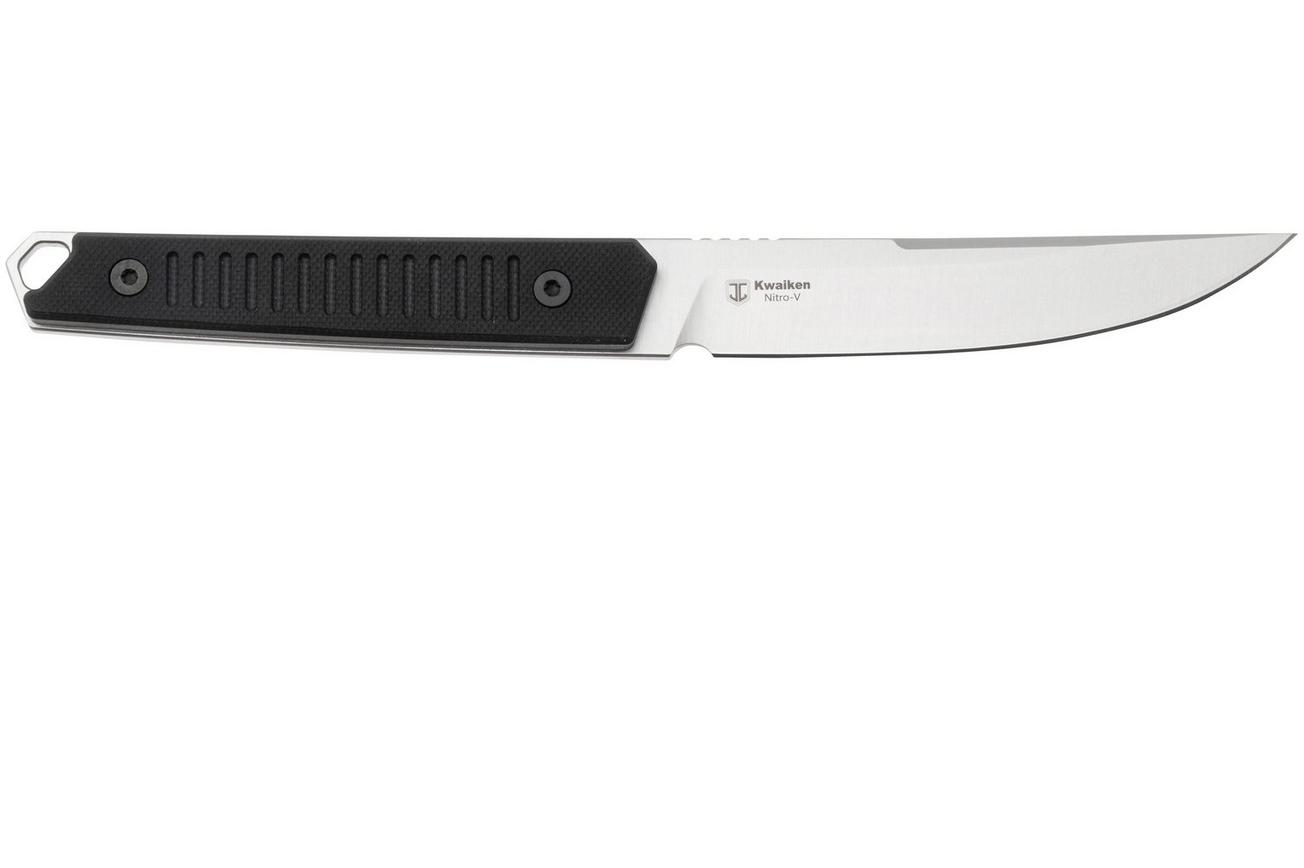Kizer Kwaiken 1066A4, Satin Nitro-V, Black G10, vaststaand mes, Johan Jordaan design