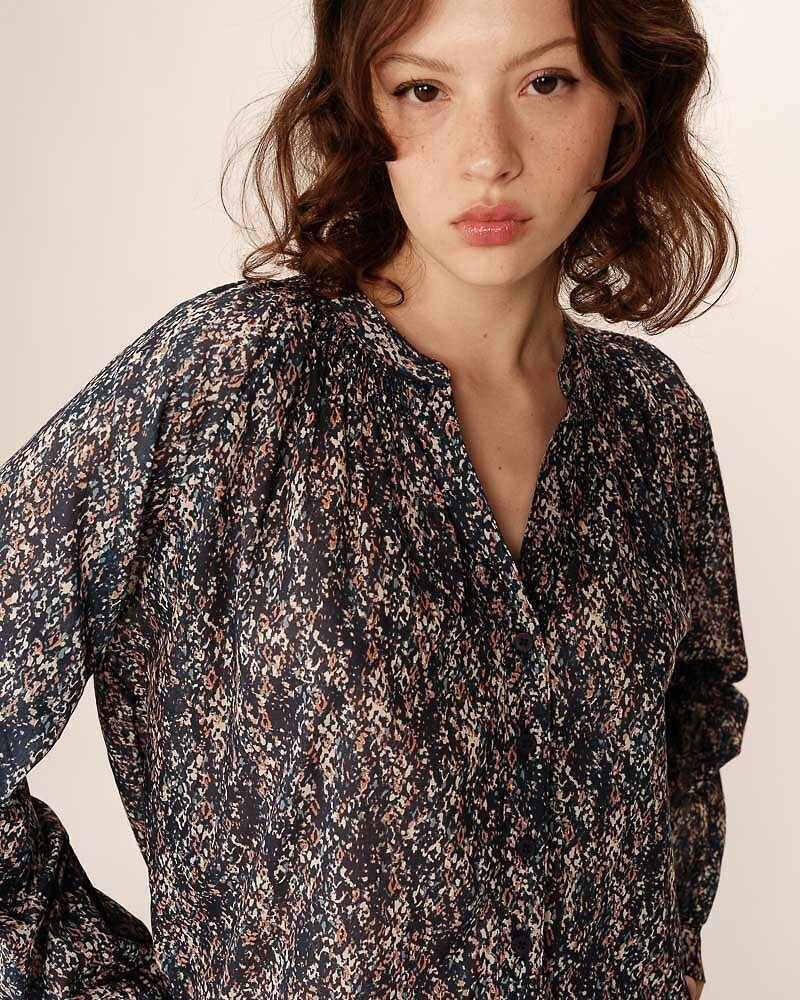 GRACE & MILA<br>Blusa de manga comprida com estampa abstrata, PLATANE