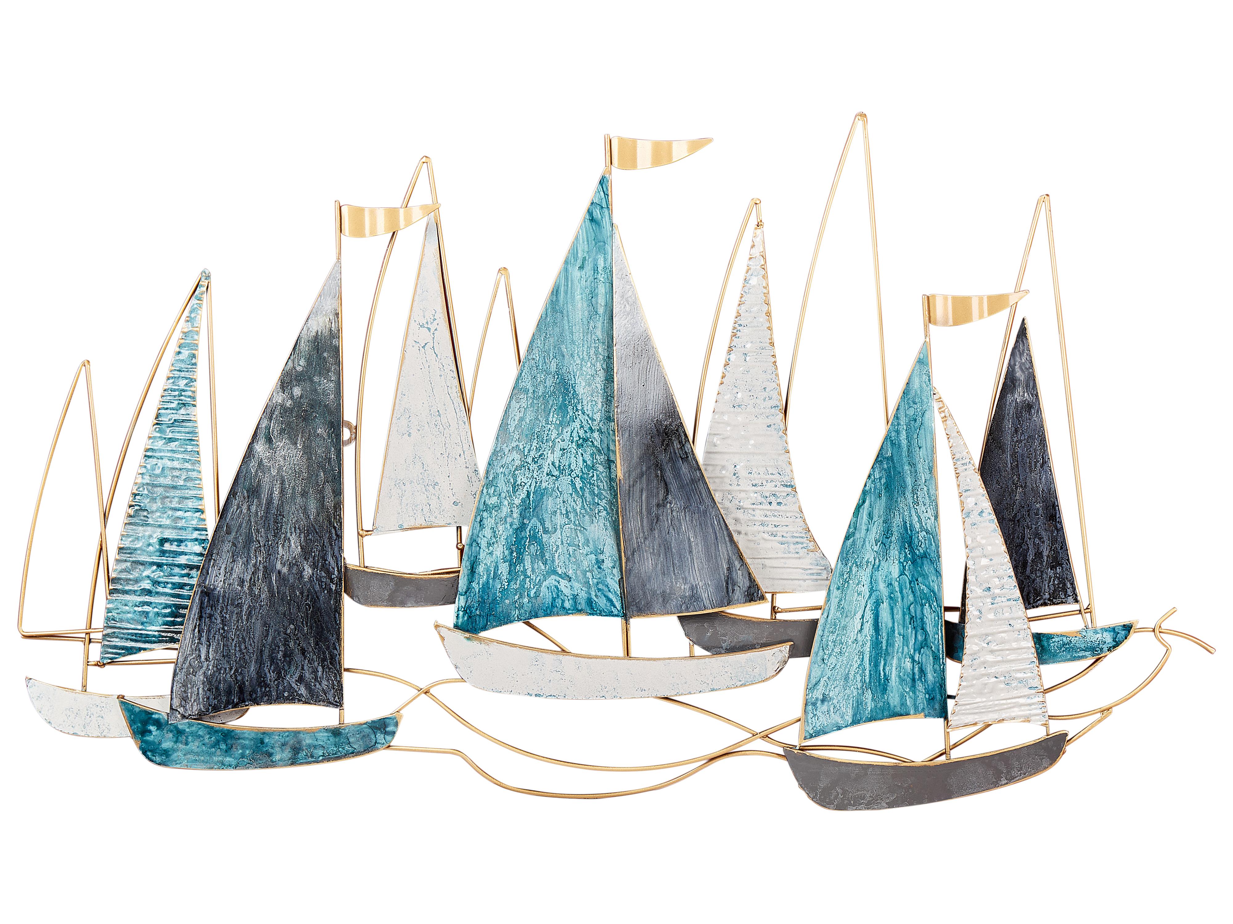 Wanddecoratie Schip BOHRIUM Metaal 50 cm Blauw
