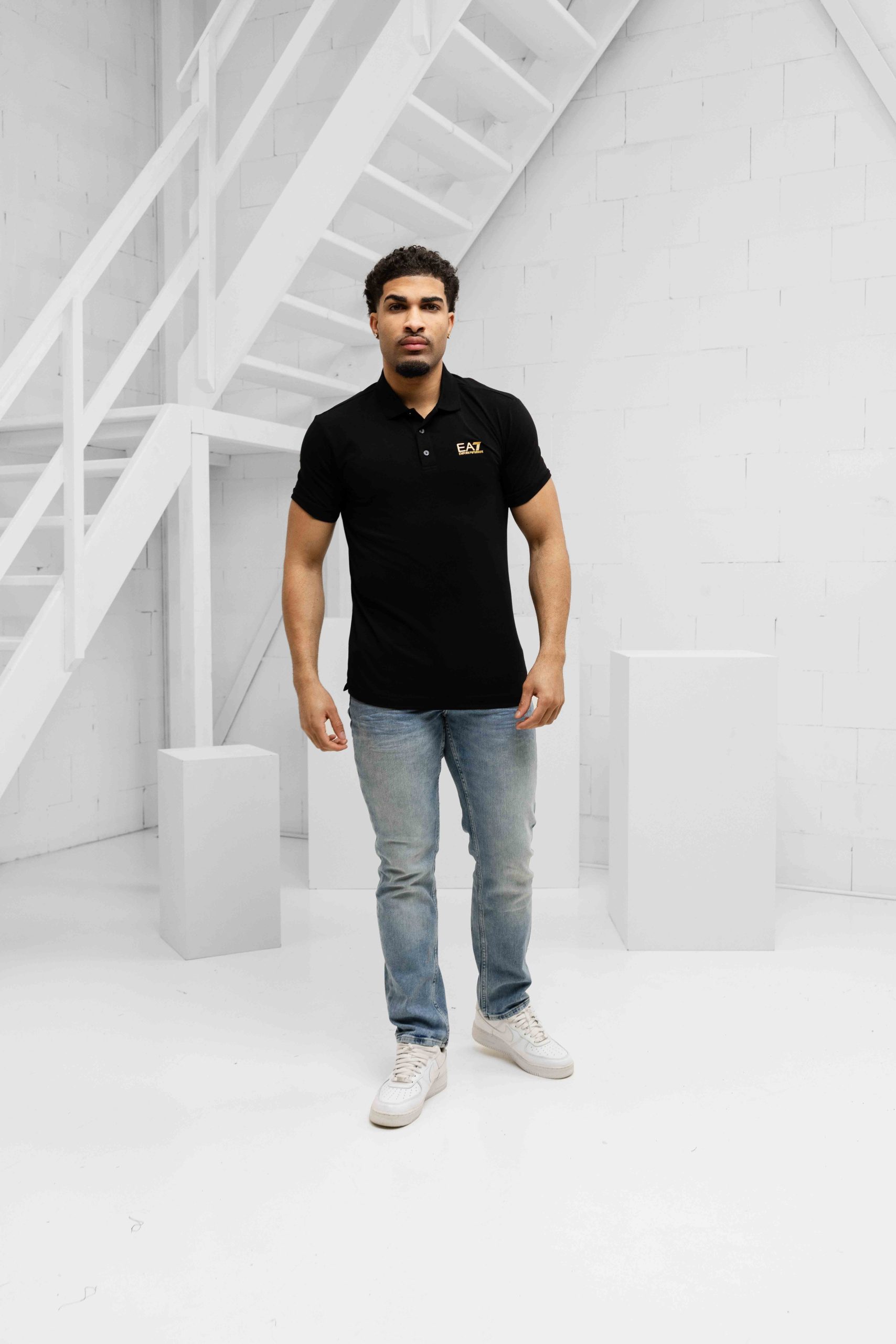 EA7 Emporio Armani 8NPF14 Polo Heren Zwart