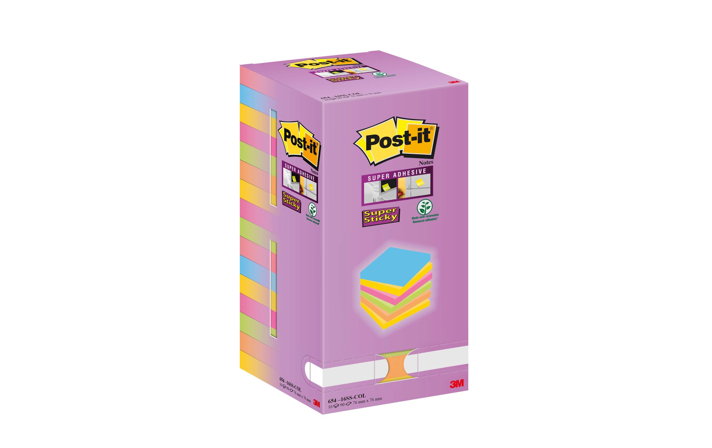 Notizzettel Super Sticky 7.6 x 7.6 cm, MehrfarbigHaftnotizen zum Organisieren und priorisieren