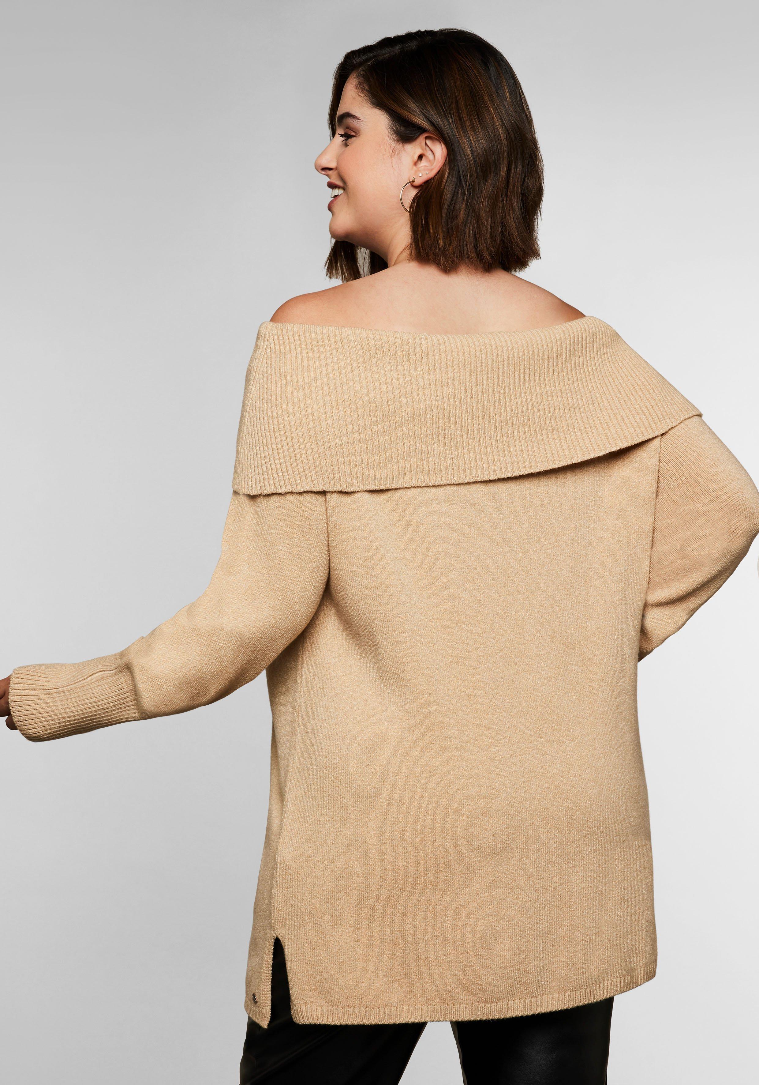 Pullover mit weitem Carmen-Rollkragen