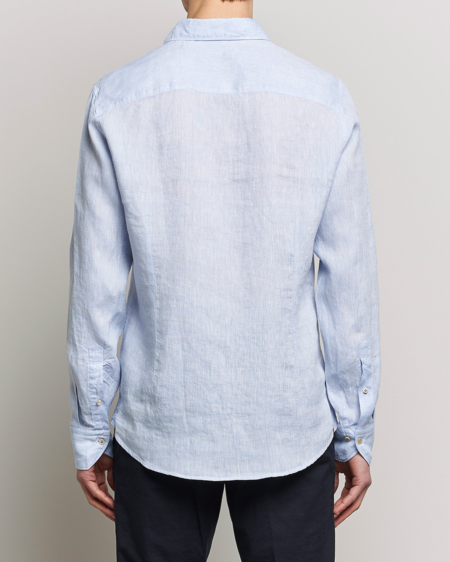 Stenströms Slimline Cut Away Linen Shirt Light Blue