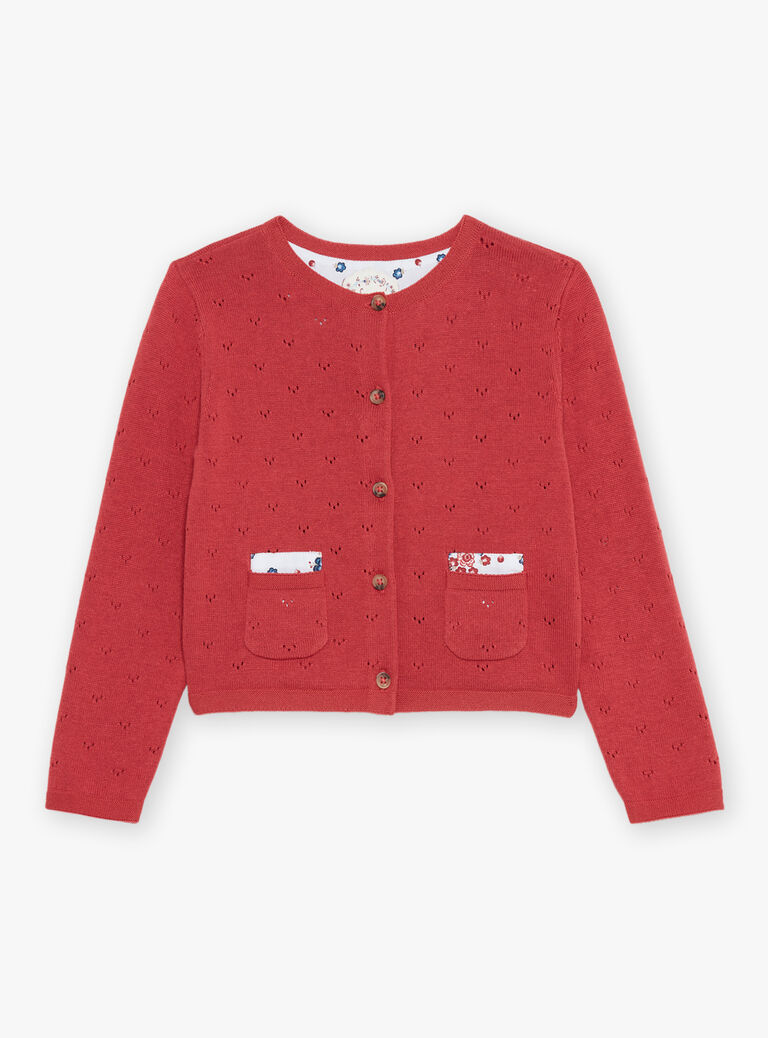 Gilet rouge en maille fantaisie